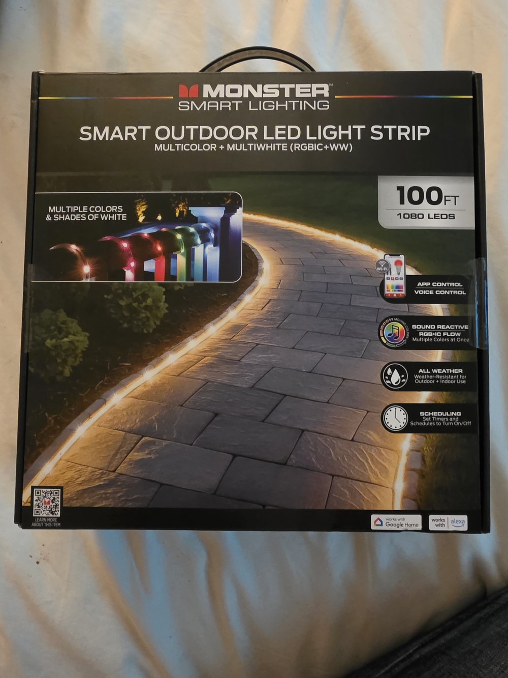 BRAND NEW Monster Smart Outdoor LED Light Strip - Multicolor/White (100ft)